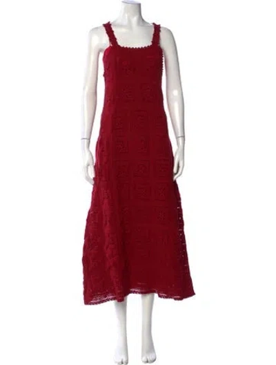 Pre-owned Adam Lippes Silk Long Dress W/ Tags In Red