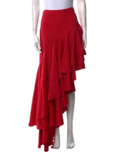 Pre-owned Adam Lippes Silk Long Skirt In Red
