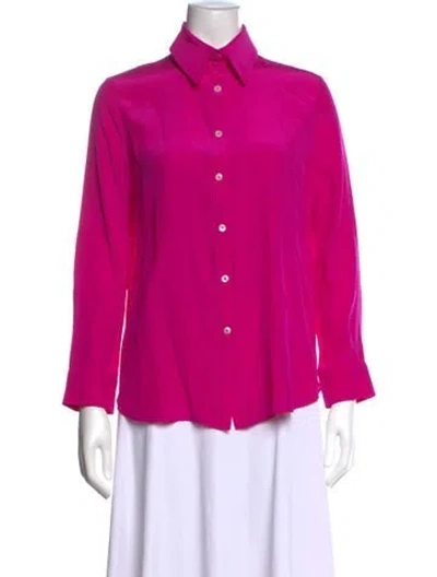 Pre-owned Adam Lippes Silk Long Sleeve Button-up Top In Pink