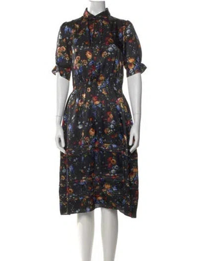 Pre-owned Adam Lippes Silk Midi Length Dress In Black