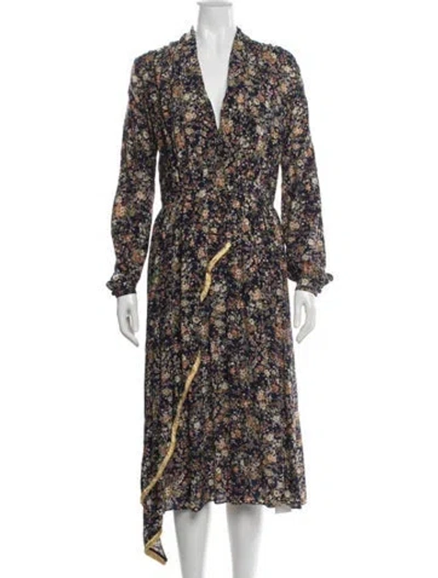 Pre-owned Adam Lippes Silk Midi Length Dress In Blue