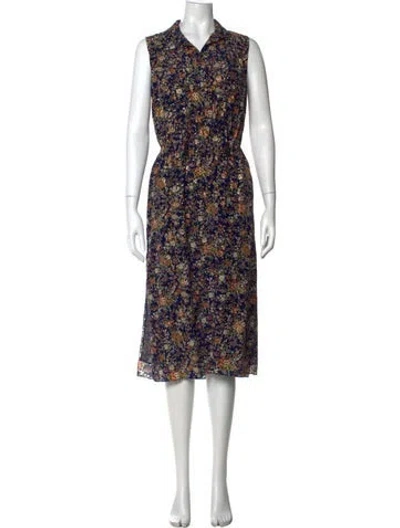 Pre-owned Adam Lippes Silk Midi Length Dress In Blue