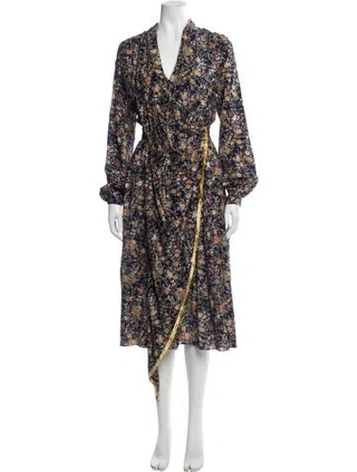 Pre-owned Adam Lippes Silk Midi Length Dress In Blue