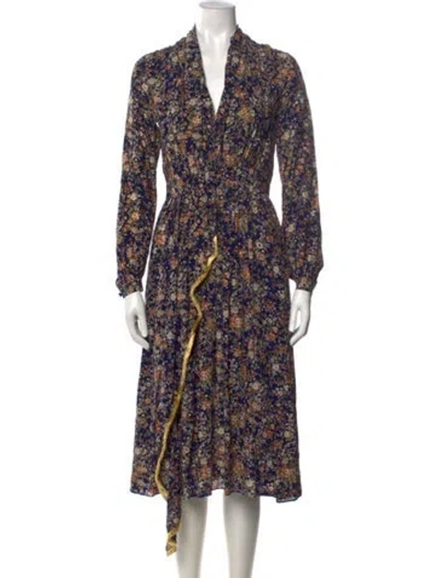 Pre-owned Adam Lippes Silk Midi Length Dress In Blue