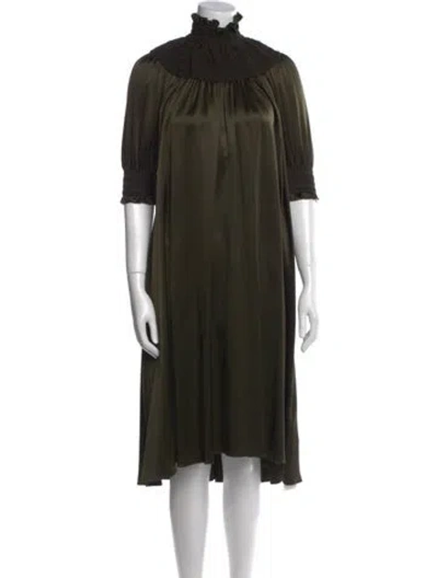 Pre-owned Adam Lippes Silk Midi Length Dress In Green