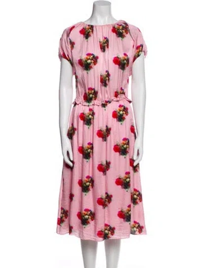 Pre-owned Adam Lippes Silk Midi Length Dress In Pink