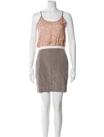 Pre-owned Adam Lippes Silk Mini Dress In Brown