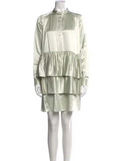 Pre-owned Adam Lippes Silk Mini Dress In Green