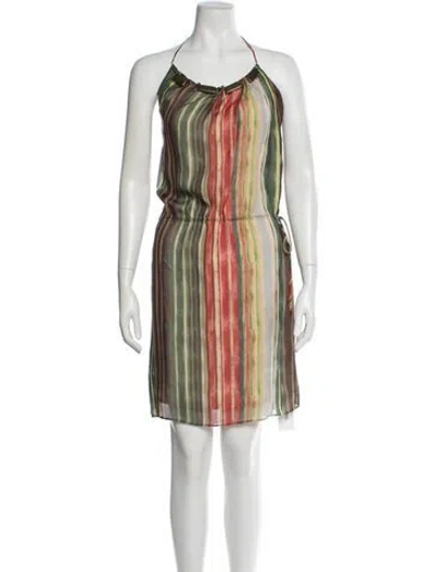Pre-owned Adam Lippes Silk Mini Dress In Green