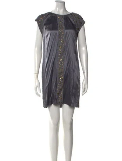 Pre-owned Adam Lippes Silk Mini Dress In Grey
