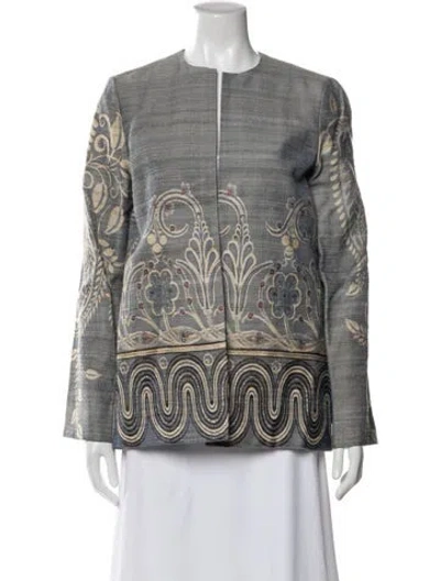 Pre-owned Adam Lippes Silk Patterned Jacket In Multi