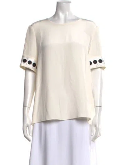 Pre-owned Adam Lippes Silk Polka Dot Print Blouse In White