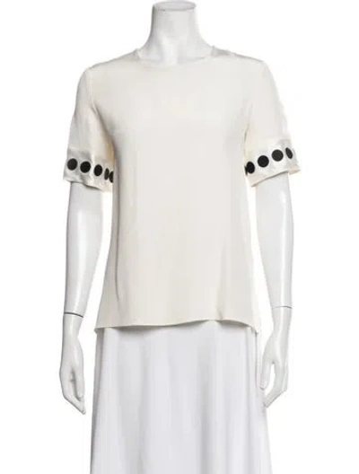 Pre-owned Adam Lippes Silk Polka Dot Print Top In Neutrals