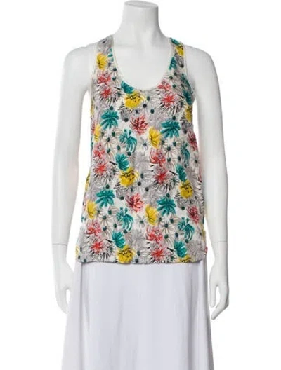 Pre-owned Adam Lippes Silk Printed Top In Multi