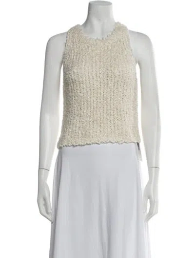Pre-owned Adam Lippes Silk Scoop Neck Sweater In Neutrals