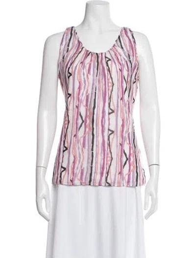 Pre-owned Adam Lippes Silk Striped Top In Pink