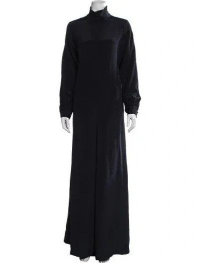 Pre-owned Adam Lippes Silk Turtleneck Jumpsuit In Black
