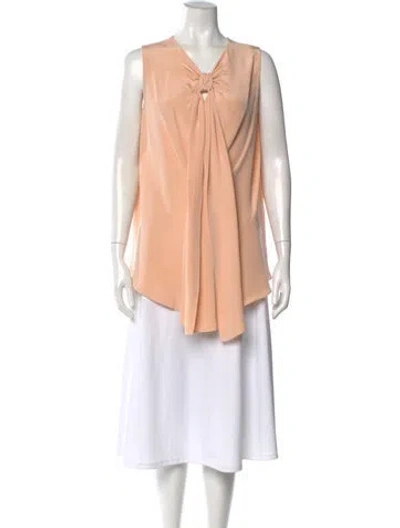 Pre-owned Adam Lippes Silk V-neck Blouse In Orange