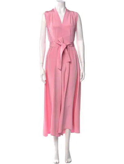 Pre-owned Adam Lippes Silk V-neck Jumpsuit In Pink