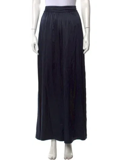 Pre-owned Adam Lippes Silk Wide Leg Pants In Black