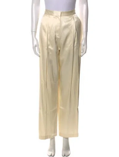 Pre-owned Adam Lippes Silk Wide Leg Pants In Neutral