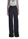 Adam Lippes Silk Wool Cuffed Hem Wide Leg Trouser In Black In Black
