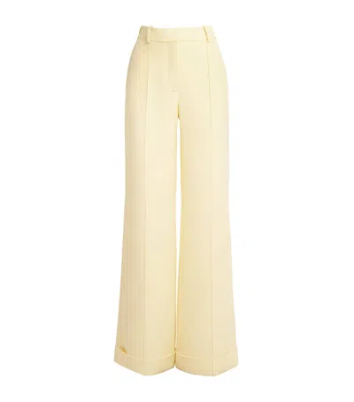 Adam Lippes Silk-wool Deeda Straight Tailored Trousers In Yellow