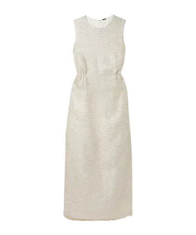 Adam Lippes Fringed Metallic Tweed Maxi Dress In Metallic Multi