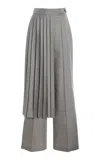 Adam Lippes Skirt-detailed Tropical Wool Wide-leg Pants