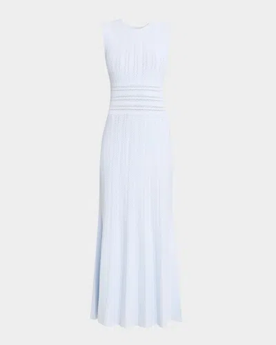 Adam Lippes Sloan Pointelle Knit Sleeveless Midi Dress In Blue