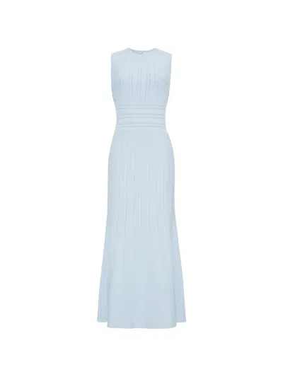 Adam Lippes Sloan Pointelle-knit Dress In Blue