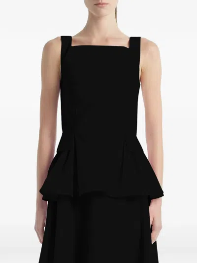 Adam Lippes Soleil Peplum Blouse In Black