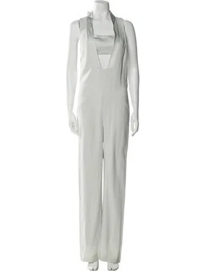 Pre-owned Adam Lippes Square Neckline Jumpsuit In Gray