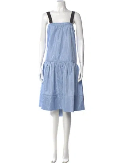 Pre-owned Adam Lippes Square Neckline Knee-length Dress In Blue