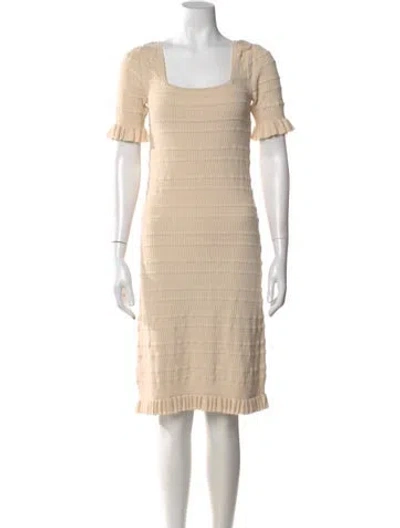 Pre-owned Adam Lippes Square Neckline Knee-length Dress In Neutral