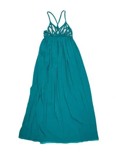 Pre-owned Adam Lippes Square Neckline Long Dress In Blue