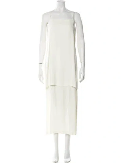 Pre-owned Adam Lippes Square Neckline Long Dress In Neutral