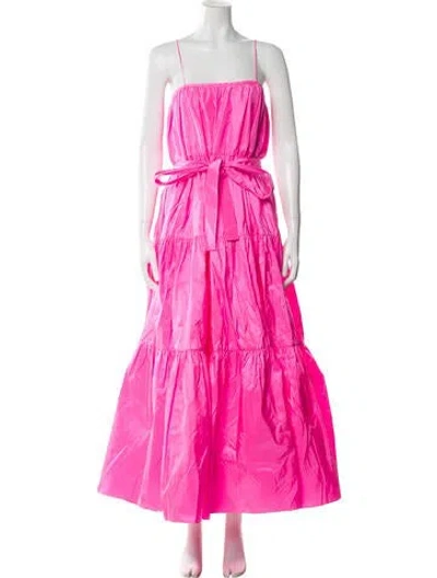 Pre-owned Adam Lippes Square Neckline Long Dress In Pink