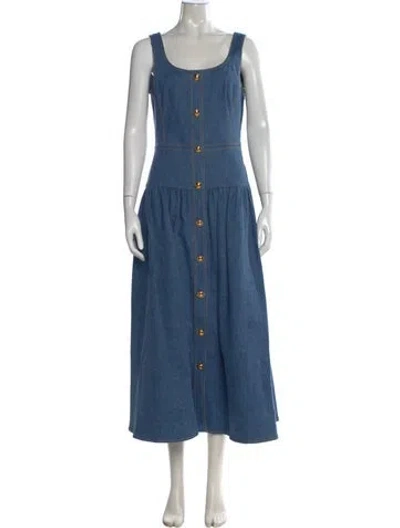 Pre-owned Adam Lippes Square Neckline Long Dress W/ Tags In Blue