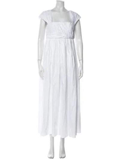 Pre-owned Adam Lippes Square Neckline Long Dress In White