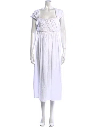 Pre-owned Adam Lippes Square Neckline Long Dress In White