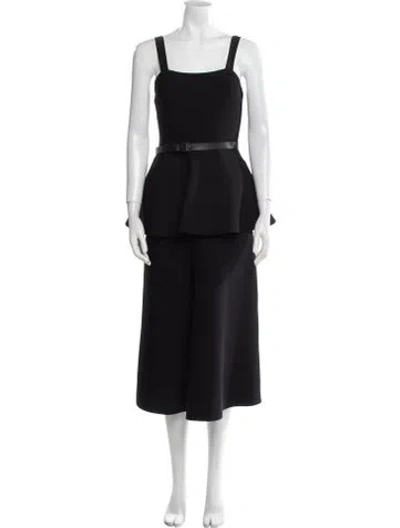 Pre-owned Adam Lippes Square Neckline Midi Length Dress In Black