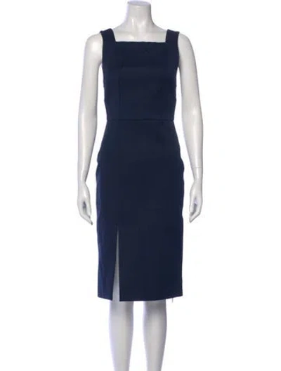 Pre-owned Adam Lippes Square Neckline Midi Length Dress In Blue
