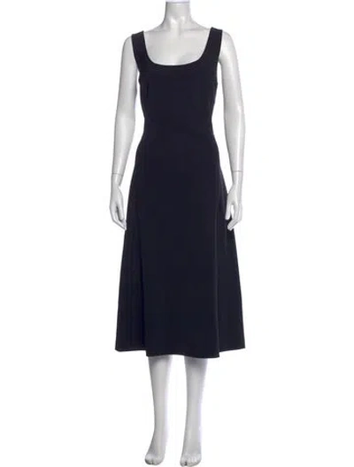 Pre-owned Adam Lippes Square Neckline Midi Length Dress In Blue