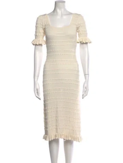 Pre-owned Adam Lippes Square Neckline Midi Length Dress In Neutral