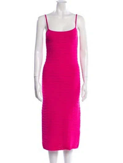 Pre-owned Adam Lippes Square Neckline Midi Length Dress In Pink