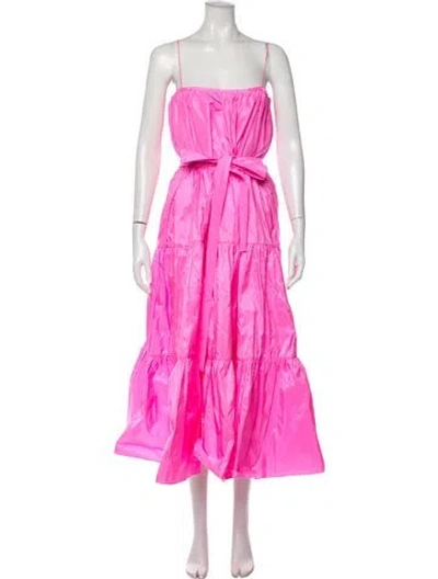 Pre-owned Adam Lippes Square Neckline Midi Length Dress In Pink