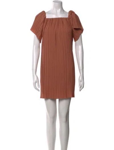Pre-owned Adam Lippes Square Neckline Mini Dress In Brown