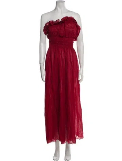 Pre-owned Adam Lippes Strapless Long Dress W/ Tags In Red