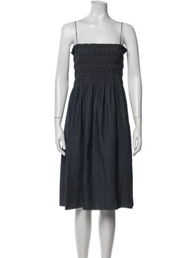 Pre-owned Adam Lippes Strapless Midi Length Dress In Blue